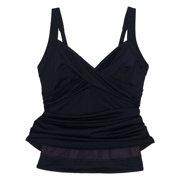 Lands' End  Chlorine Resistant Tummy Control Wrap Underwire Tankini Swimsuit Top - Picture 3 of 16